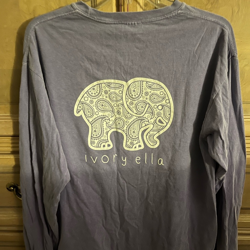 ivory ella Lavender Long Sleeve Tee with Cream Paisley Elephant